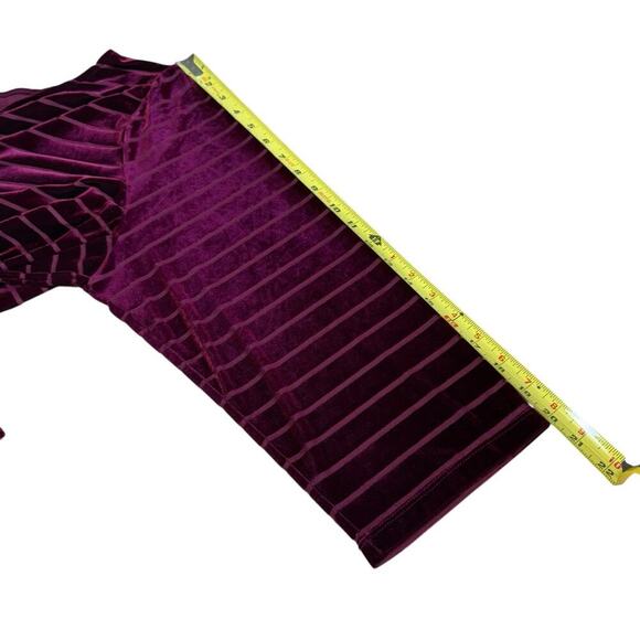 Ralph Lauren LRL Womens 3XL Tunic Top Velvet Striped Burgundy Relaxed Sheer Boxy - Picture 7 of 8